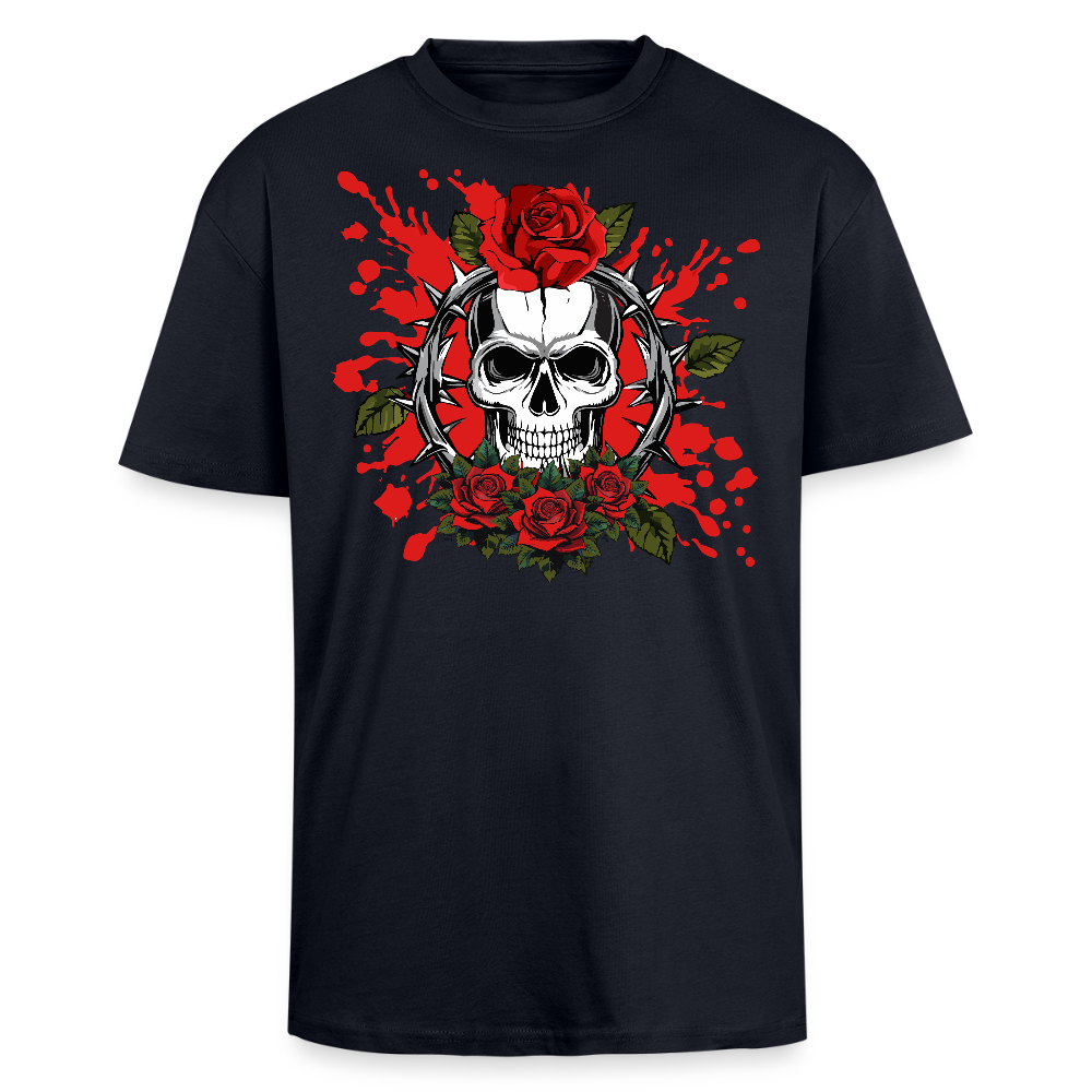 Heavy Oversize T-Shirt mit ROSENSKULL PRINT - French Navy