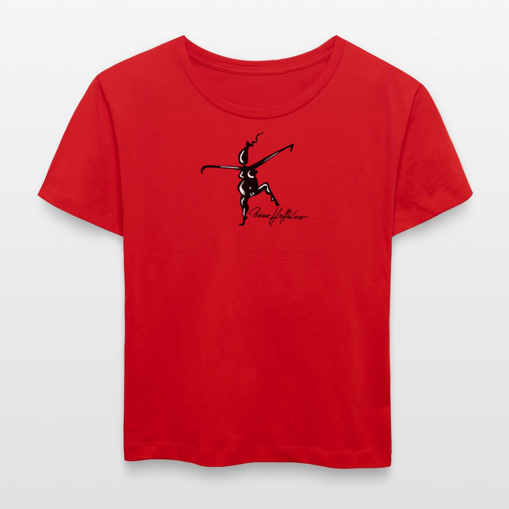 Relaxed Rundhals Frauen Bio-T-Shirt mit TUSCHEWEIBCHEN PRINT - Rot