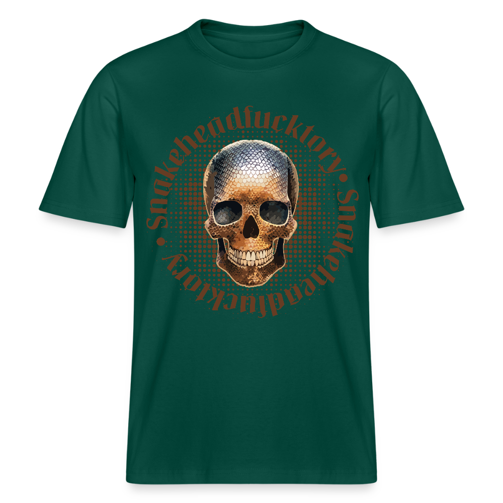 Relaxed Fit Unisex Bio-T-Shirt mit  SNAKEHEAD SKULL PRINT Vorderseite - Forest
