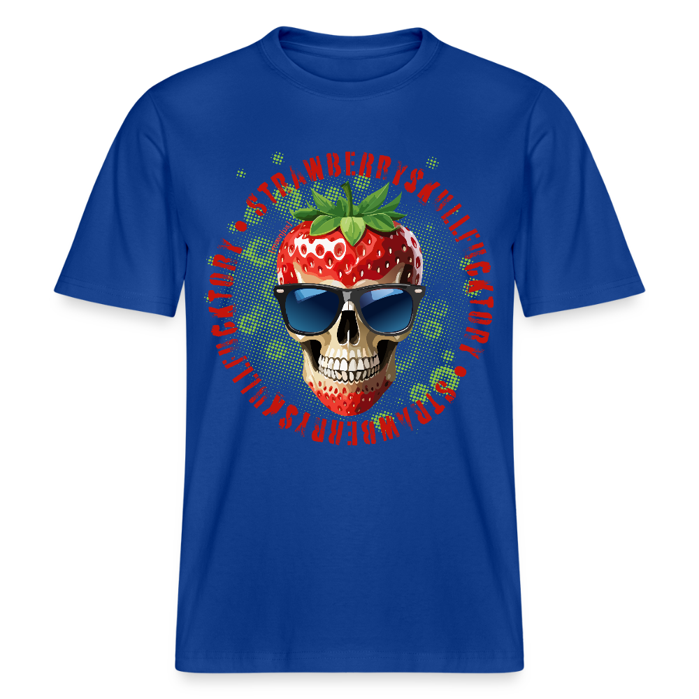 Relaxed Fit Unisex Bio-T-Shirt mit STRAWBERRY SKULL PRINT Vorderseite - Dunkelblau