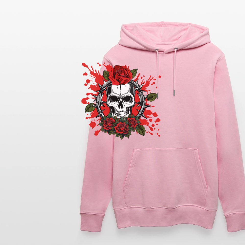 Unisex Hoodie mit ROSENSKULL PRINT - Hellrosa
