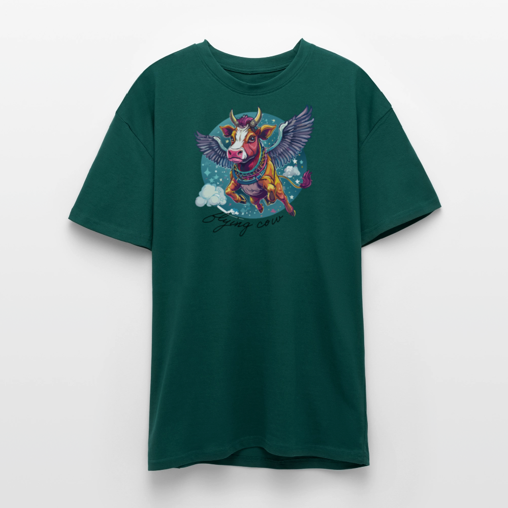 Heavy Oversize T-Shirt mit FLYING COW PRINT - hunter Green