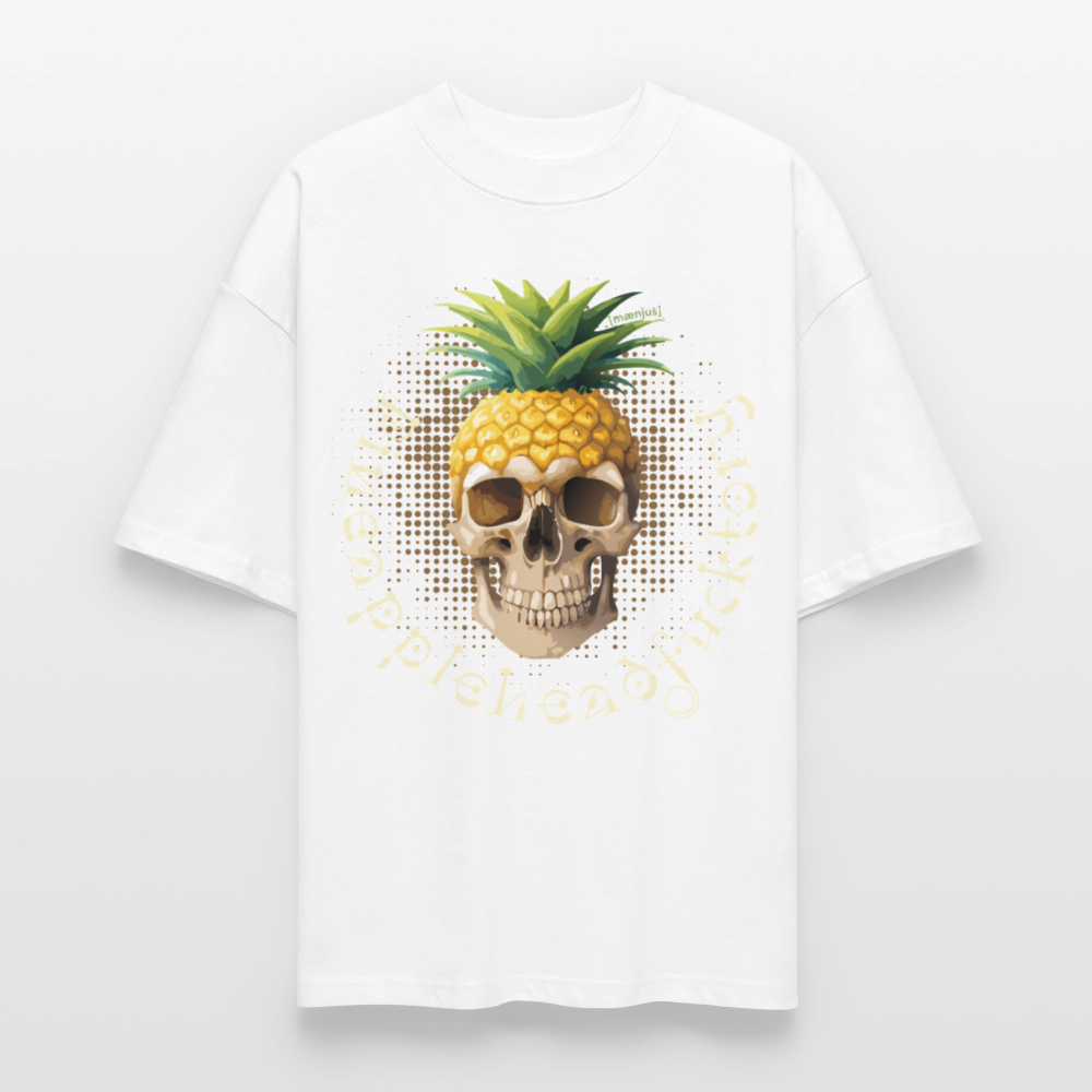 Oversized Unisex T-Shirt mit PINEAPPLE SKULL PRINT - Weiß