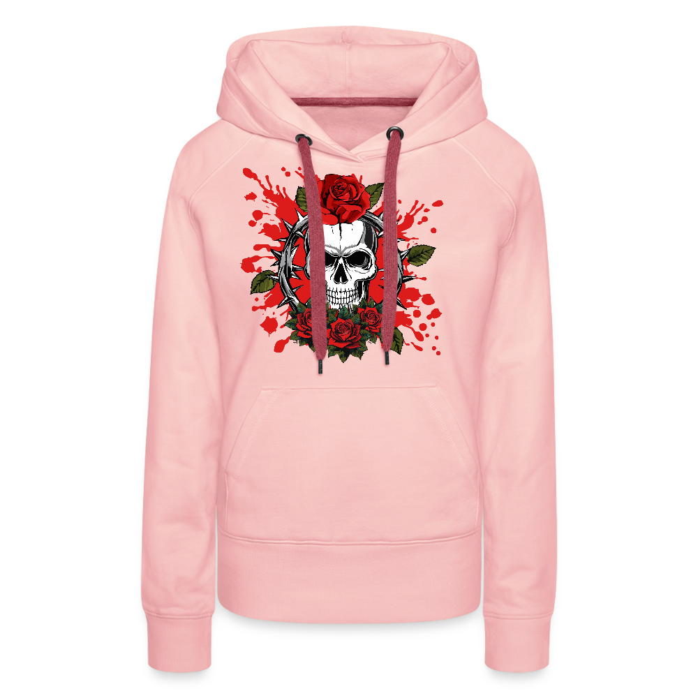 Frauen Premium Hoodie mit ROSEN SKULL PRINT - Kristallrosa