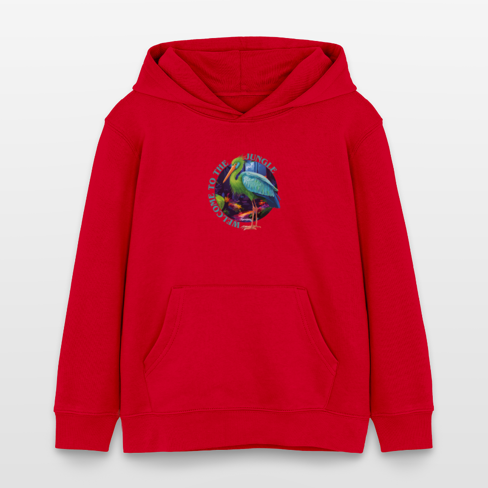 MNJS KIDS Bio-Hoodie mit WELCOME TO THE JUNGLE PRINT - Rot