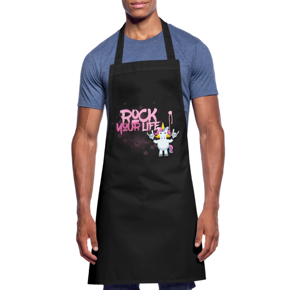 Kochschürze mit ROCK YOUR LIFE PRINT - Schwarz