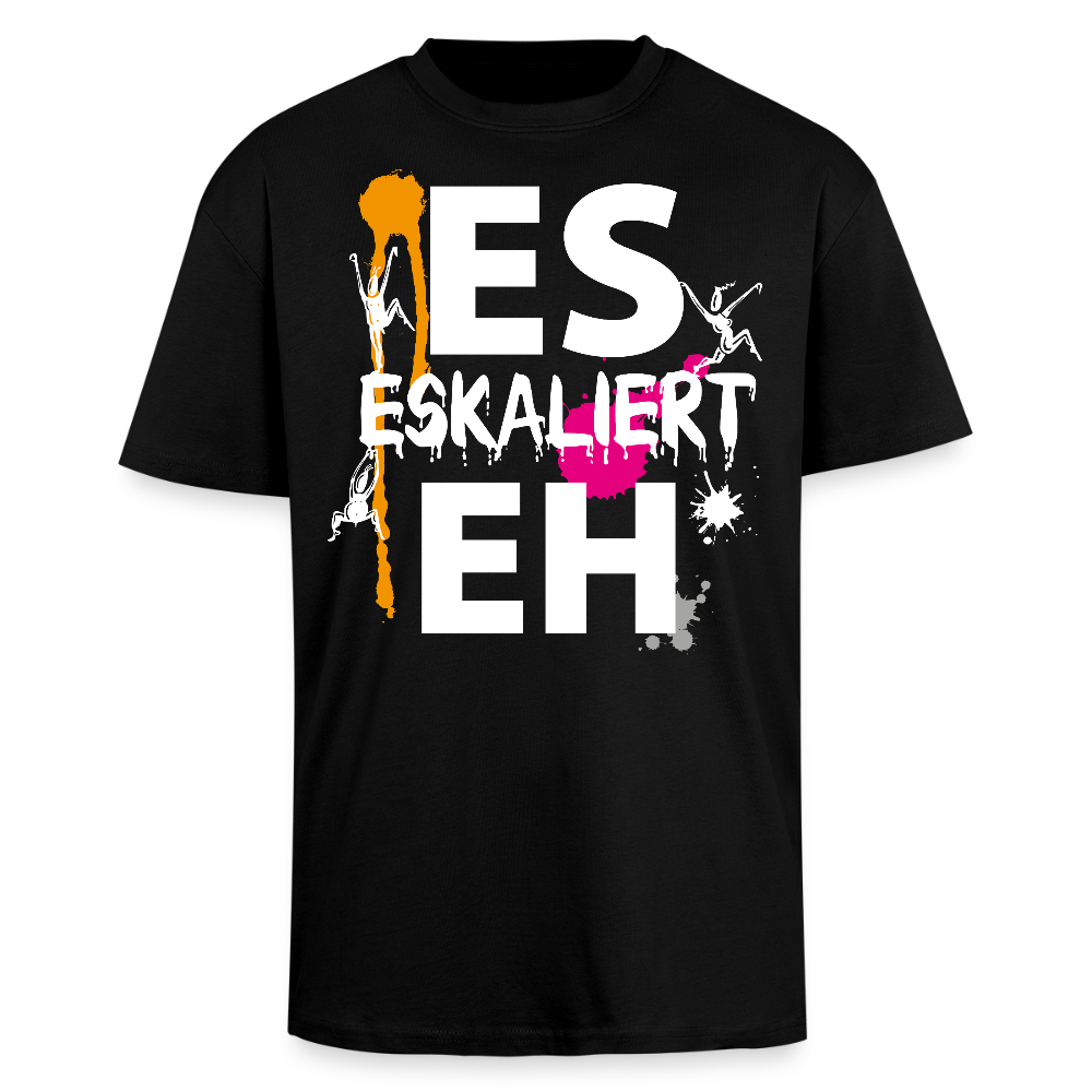 Heavy Oversize T-Shirt mit ES ESKALIERT EH PRINT - Schwarz