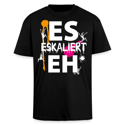 Heavy Oversize T-Shirt mit ES ESKALIERT EH PRINT - Schwarz