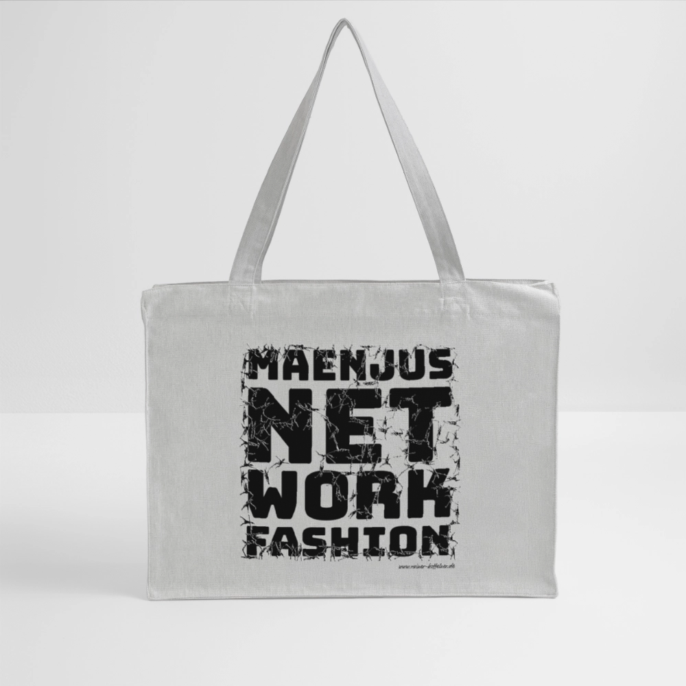 Recycelter Shopping Bag mit MAENJUS NETWORK FASHION PRINT - Grau meliert