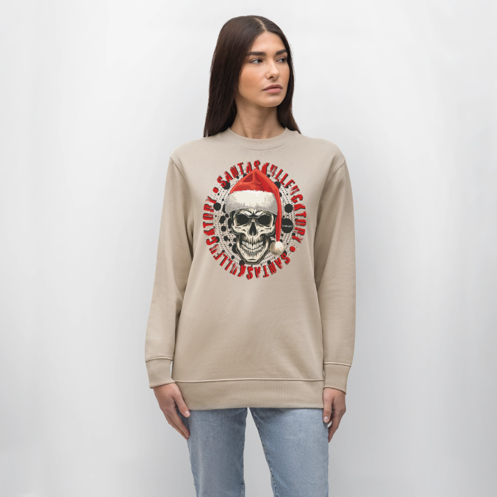 Unisex Bio-Sweatshirt mit SANTASKULL FUCKTORY PRINT - Beige
