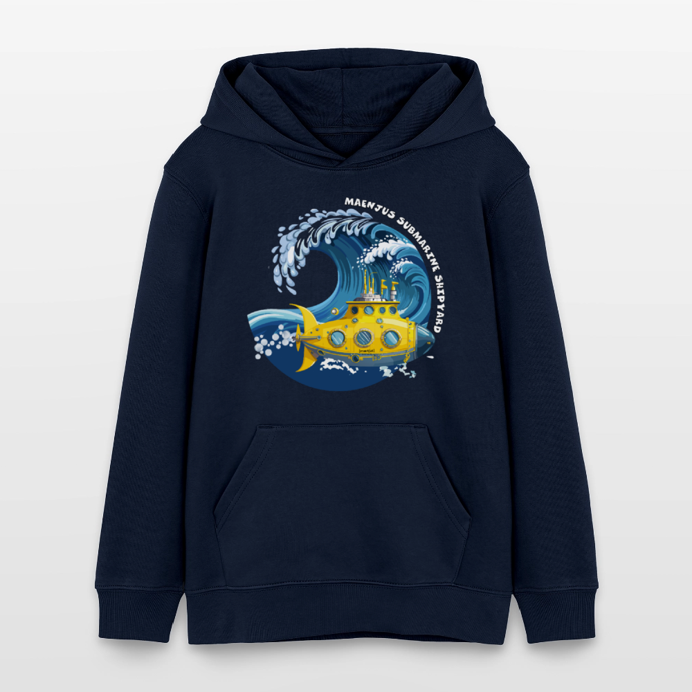 Teens Bio-Hoodie mit MAENJUS SUBMARINE SHIPYARD PRINT - Navy