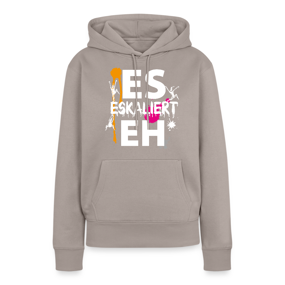 Frauen Premium Hoodie mit ES ESKALIERT EH PRINT - Taupe