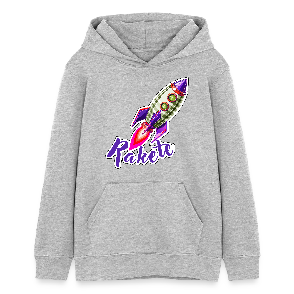 Teens Bio-Hoodie mit RAKETE PRINT - Grau meliert