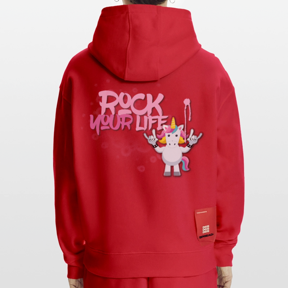 Heavyweight Oversized Organic Hoodie mit ROCK YOUR LIFE PRINT - Rot