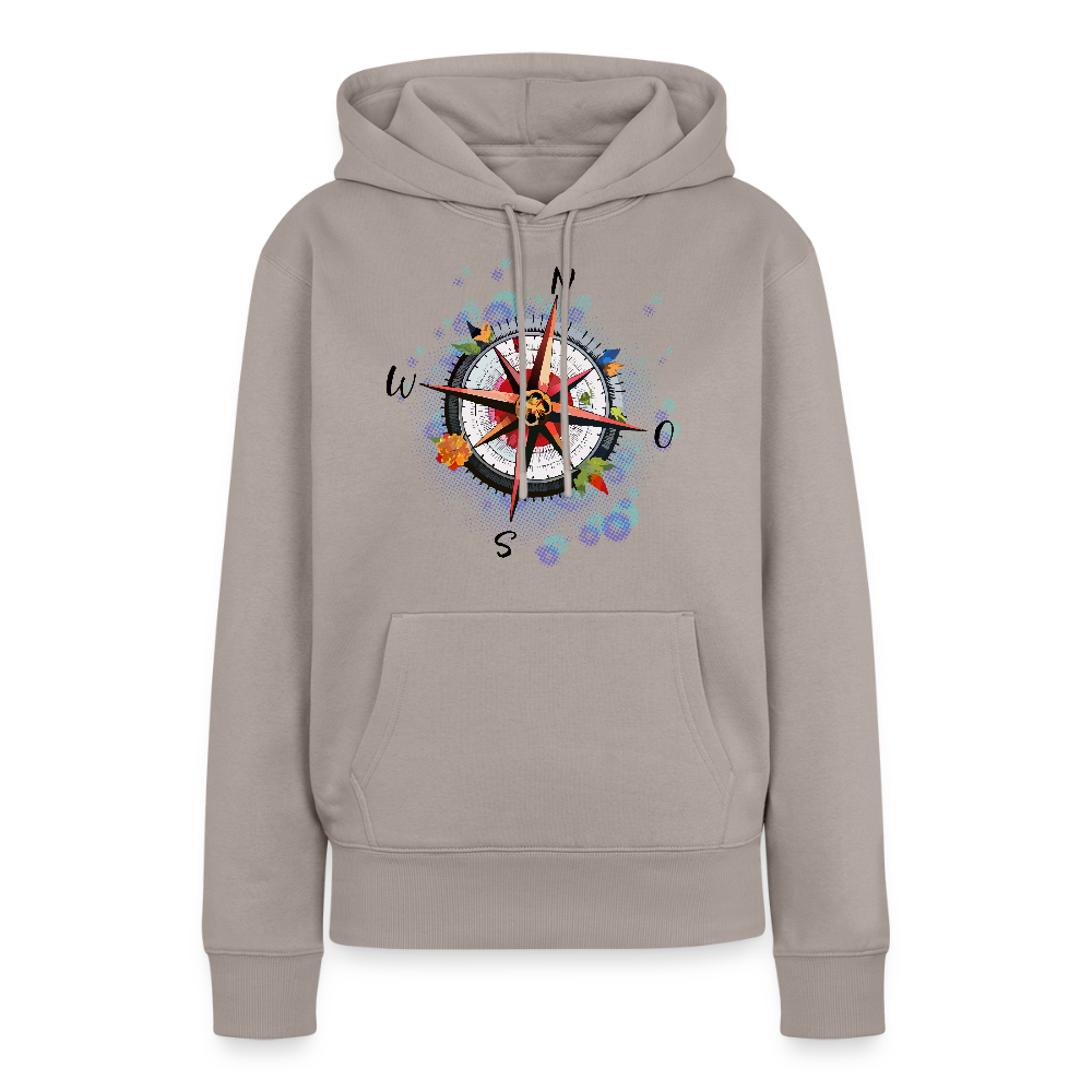 Frauen Premium Hoodie mit WINDROSE PRINT - Taupe
