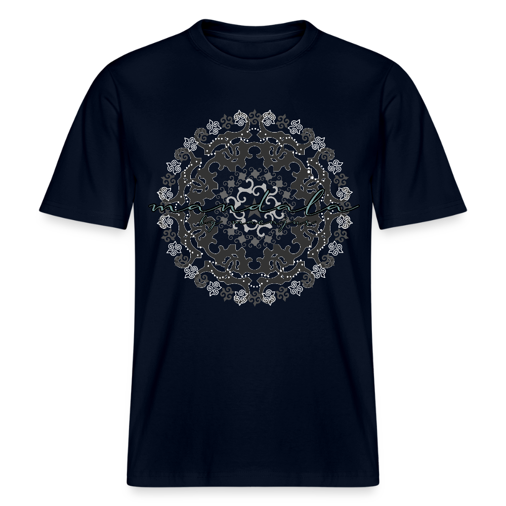Unisex Bio-T-Shirt mit BLACK MANDALA PRINT - Navy