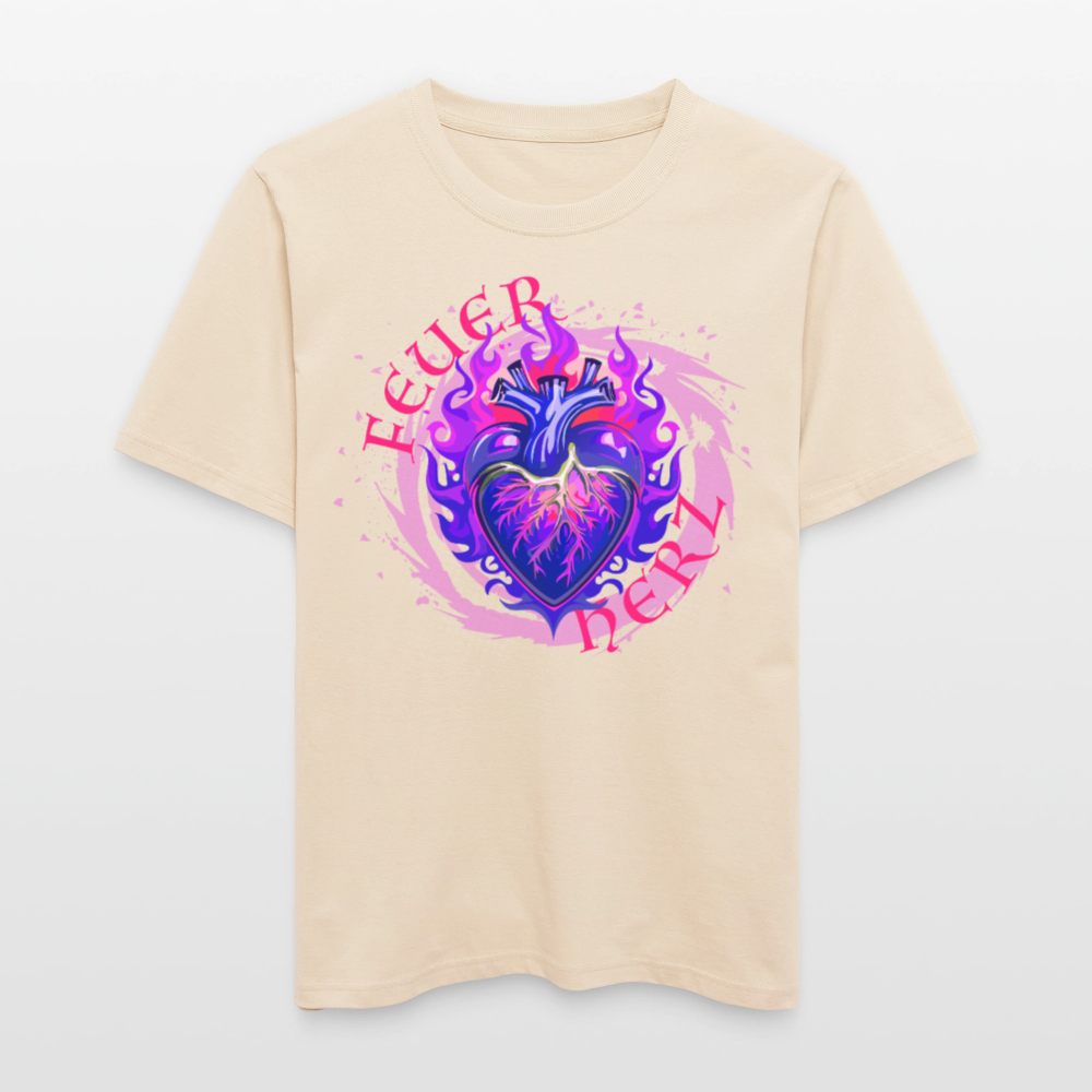 Unisex Bio-T-Shirt mit FEUERHERZ LILA PRINT - Weißgrau