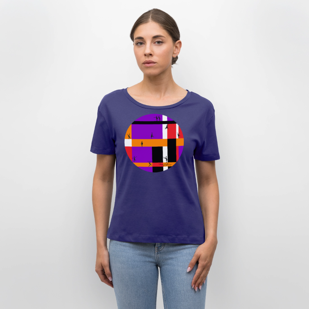 Relaxed Rundhals Frauen Bio-T-Shirt mit DYNAMIC FIELDS PRINT - Dämmerung