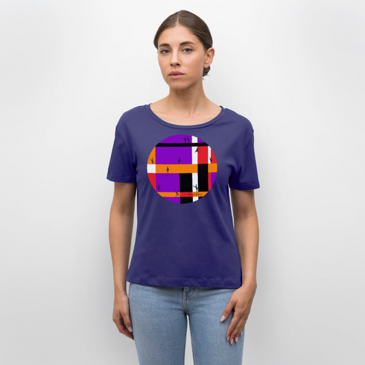 Relaxed Rundhals Frauen Bio-T-Shirt mit DYNAMIC FIELDS PRINT - Dämmerung