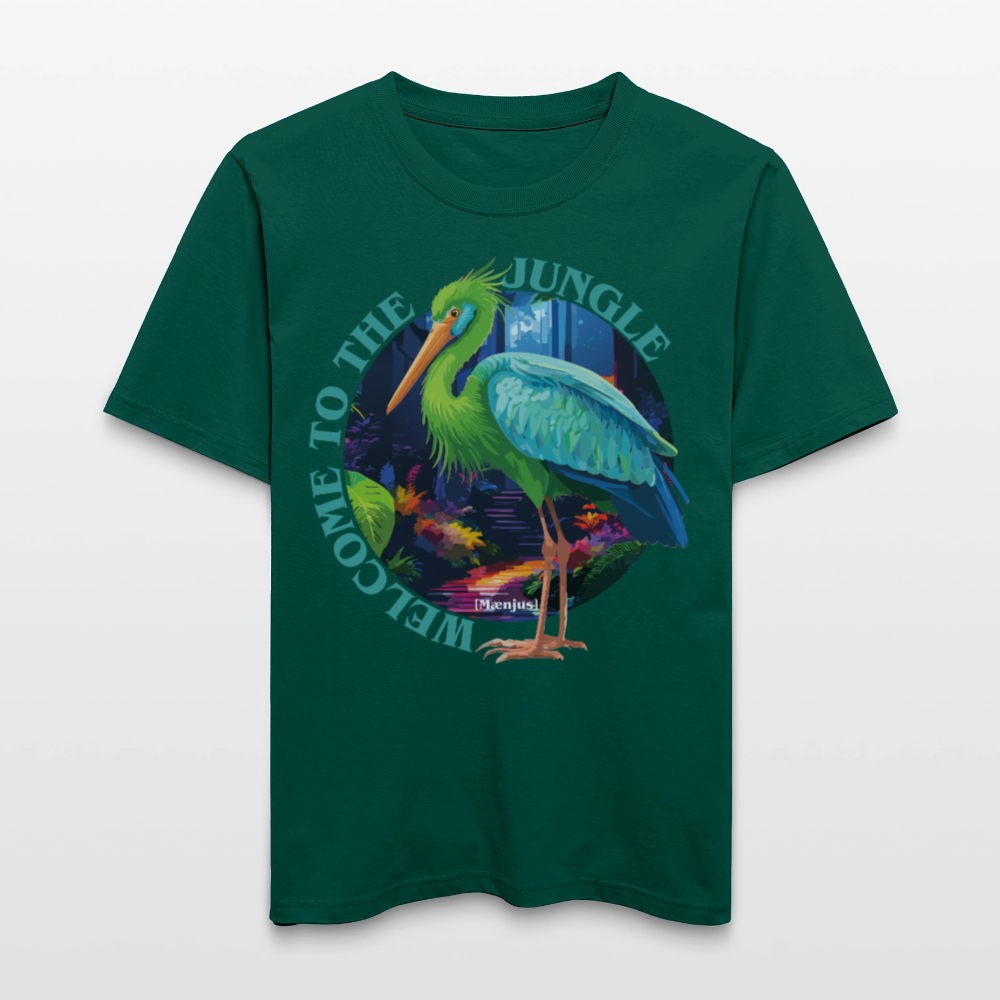 Relaxed Fit Unisex Bio-T-Shirt mit WELCOME TO THE JUNGLE PRINT Vorderseite - Forest