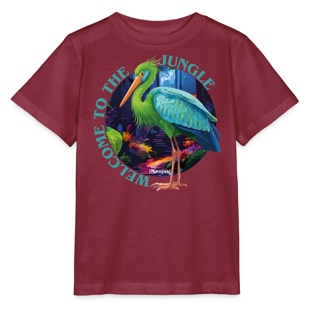 MNJS KIDS T-Shirt mit WELCOME TO THE JUNGLE PRINT - Burgunderrot