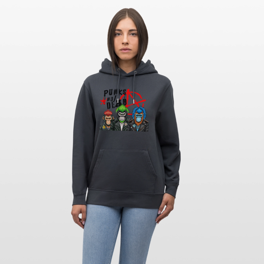 Unisex Hoodie mit PUNKS NOT DEAD PRINT - Indigoblau