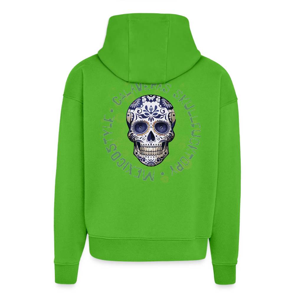 Heavyweight Oversized Organic Hoodie mit CALAVERAS SKULL PRINT - Apple Neon