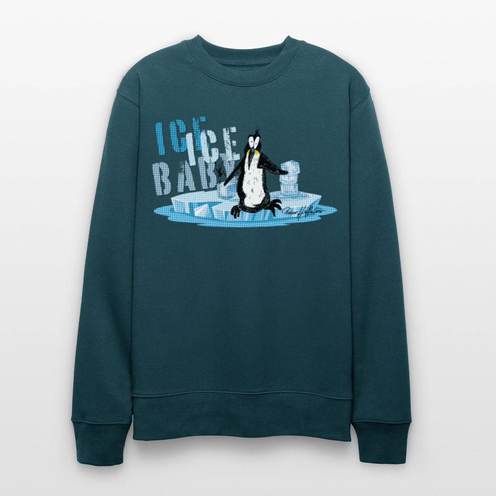 Unisex Bio-Sweatshirt mit ICE ICE BABY PRINT - Dunkles Petrol
