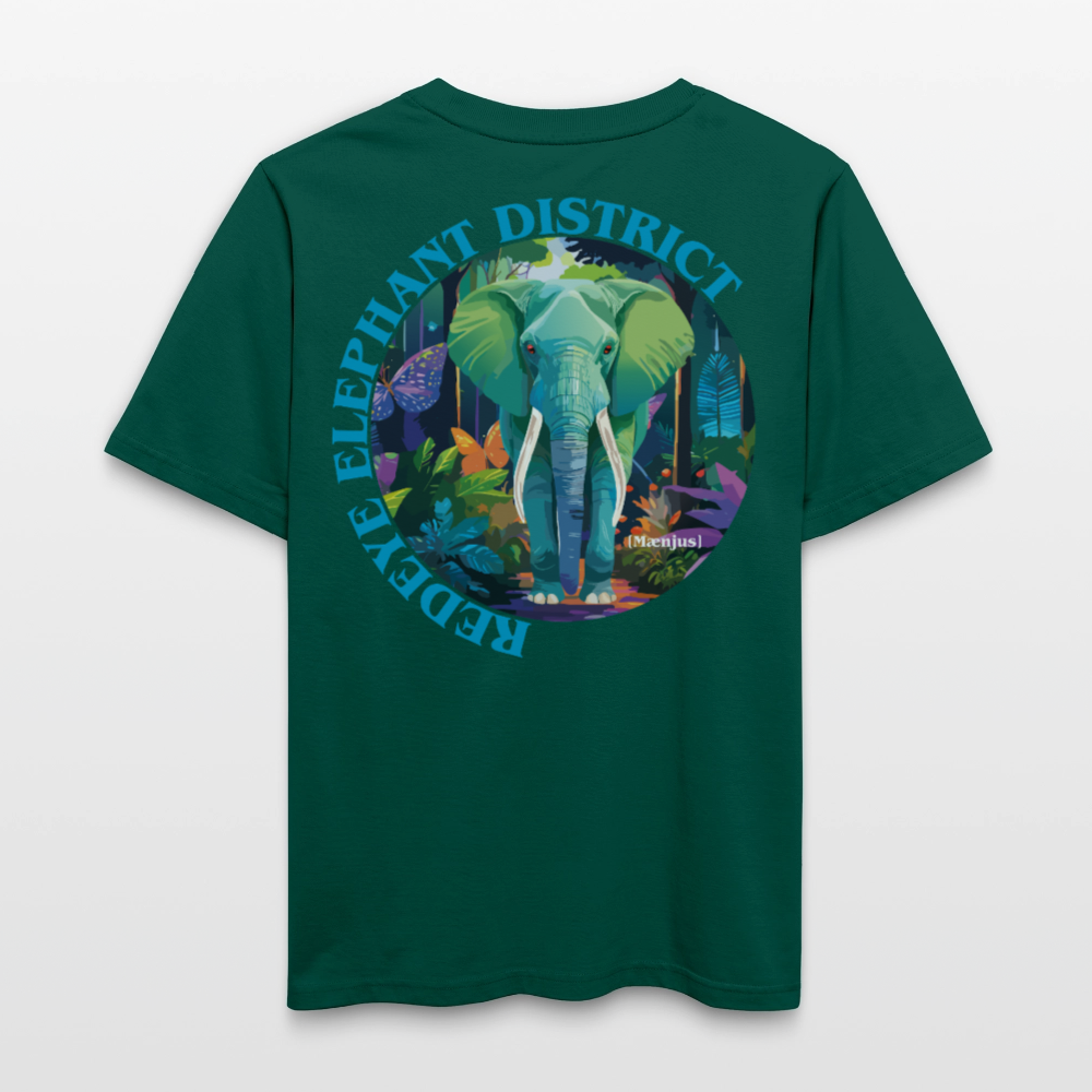 Relaxed Fit Unisex Bio-T-Shirt mit REDEYE ELEPHANT DISTRICT PRINT Vorder- und Rückseite - Forest