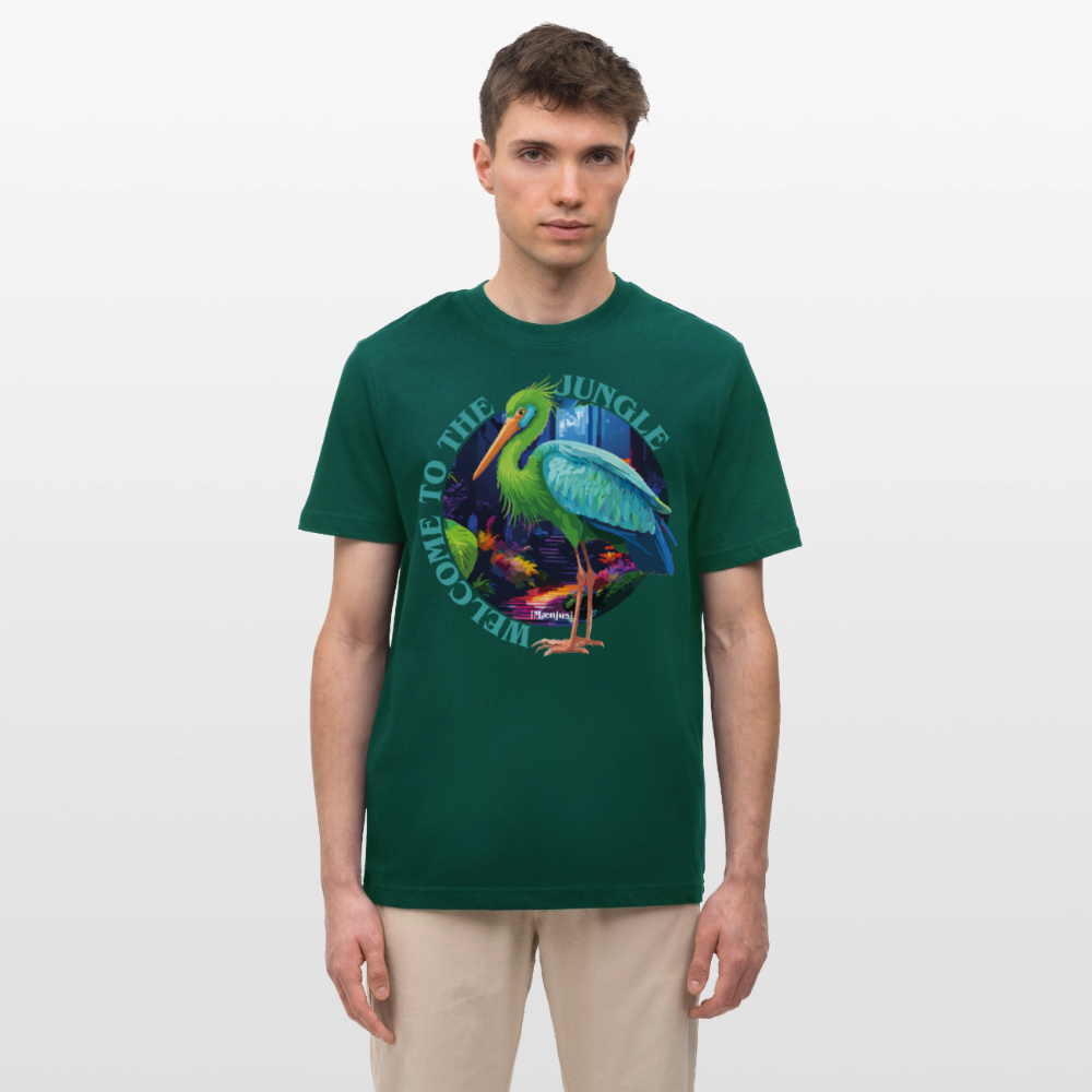 Relaxed Fit Unisex Bio-T-Shirt mit WELCOME TO THE JUNGLE PRINT Vorderseite - Forest