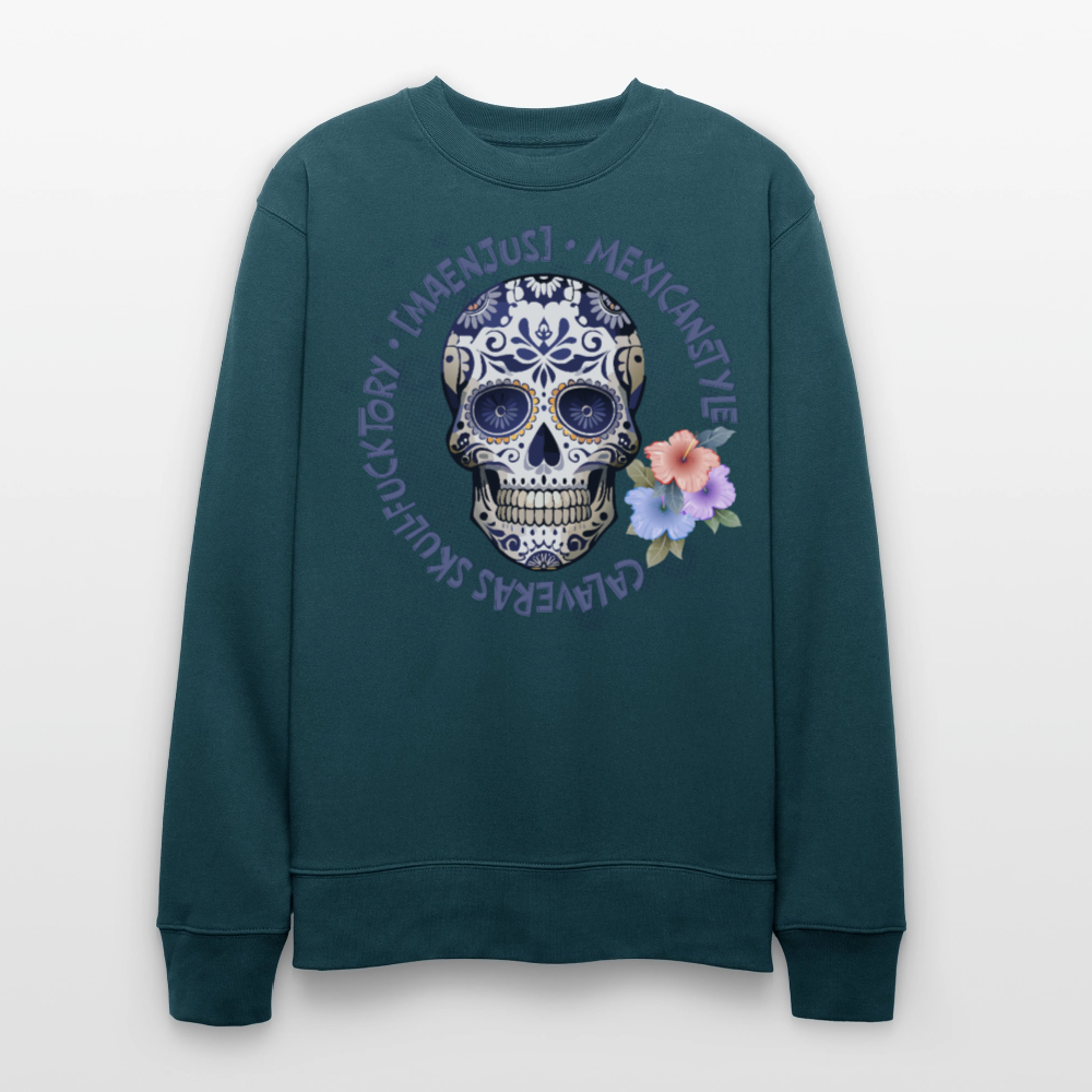 Unisex Bio-Sweatshirt mit MAENJUS MEXICANSTYLE PRINT - Dunkles Petrol