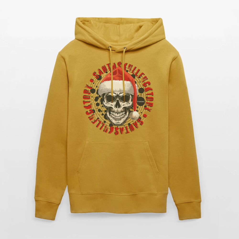 Unisex Bio-Hoodie mit SANTASKULL FUCKTORY PRINT - Ocker