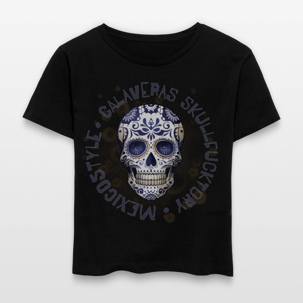 Frauen T-Shirt mit CALAVERAS SKULL PRINT - Schwarz