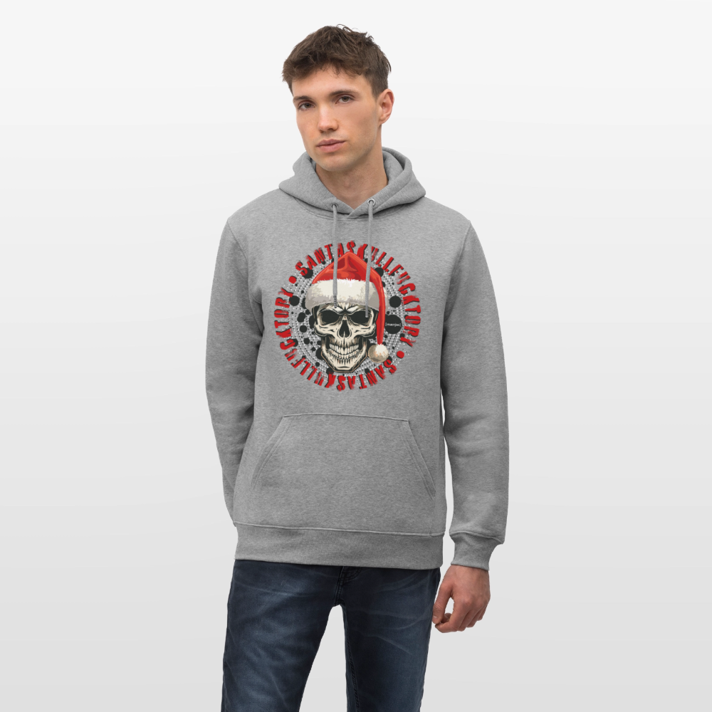 Unisex Bio-Hoodie mit SANTASKULL FUCKTORY PRINT - Hellgrau marmoriert