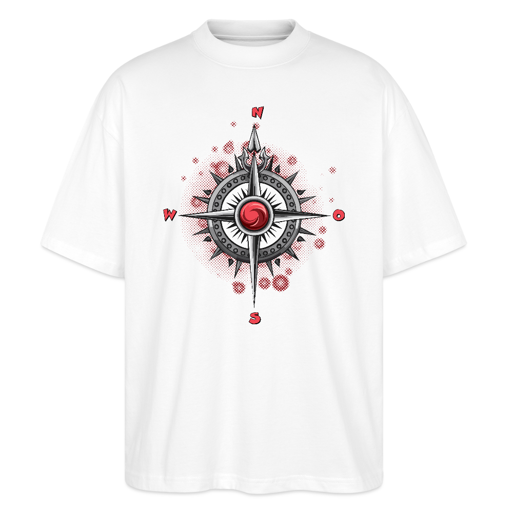 Oversized Unisex T-Shirt mit WINDROSE PRINT - Weiß