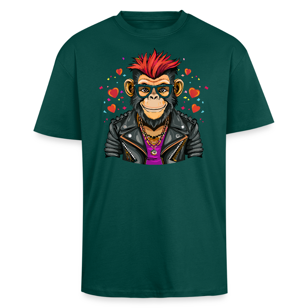Heavy Oversize T-Shirt mit MONKEY IN LOVE PRINT - hunter Green