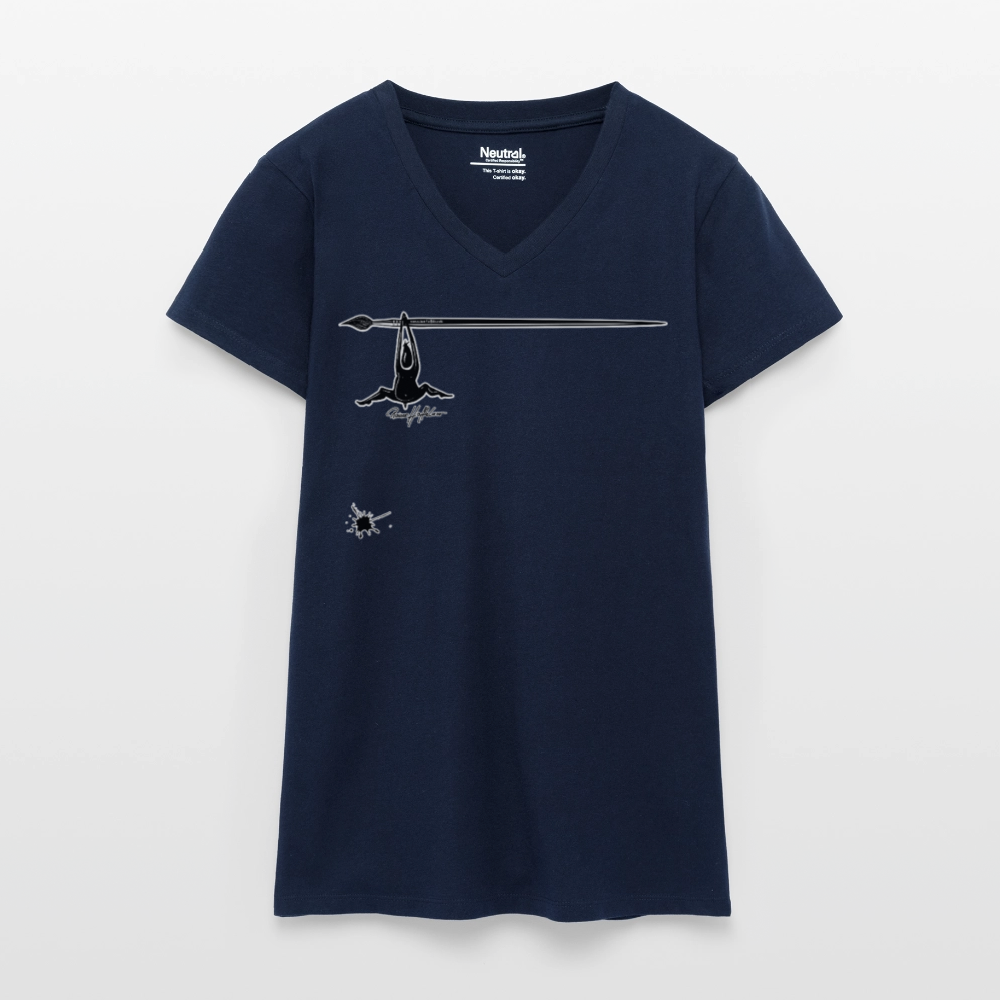 Bio Frauen T-Shirt mit V-Ausschnitt mit MÄNNLE PRINT - Dunkelblau