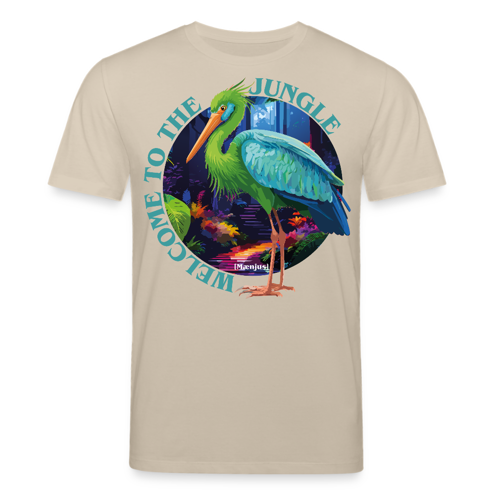 Unisex Bio-T-Shirt mit WELCOME TO THE JUNGLE PRINT Vorderseite - Beige
