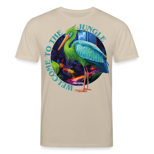Unisex Bio-T-Shirt mit WELCOME TO THE JUNGLE PRINT Vorderseite - Beige