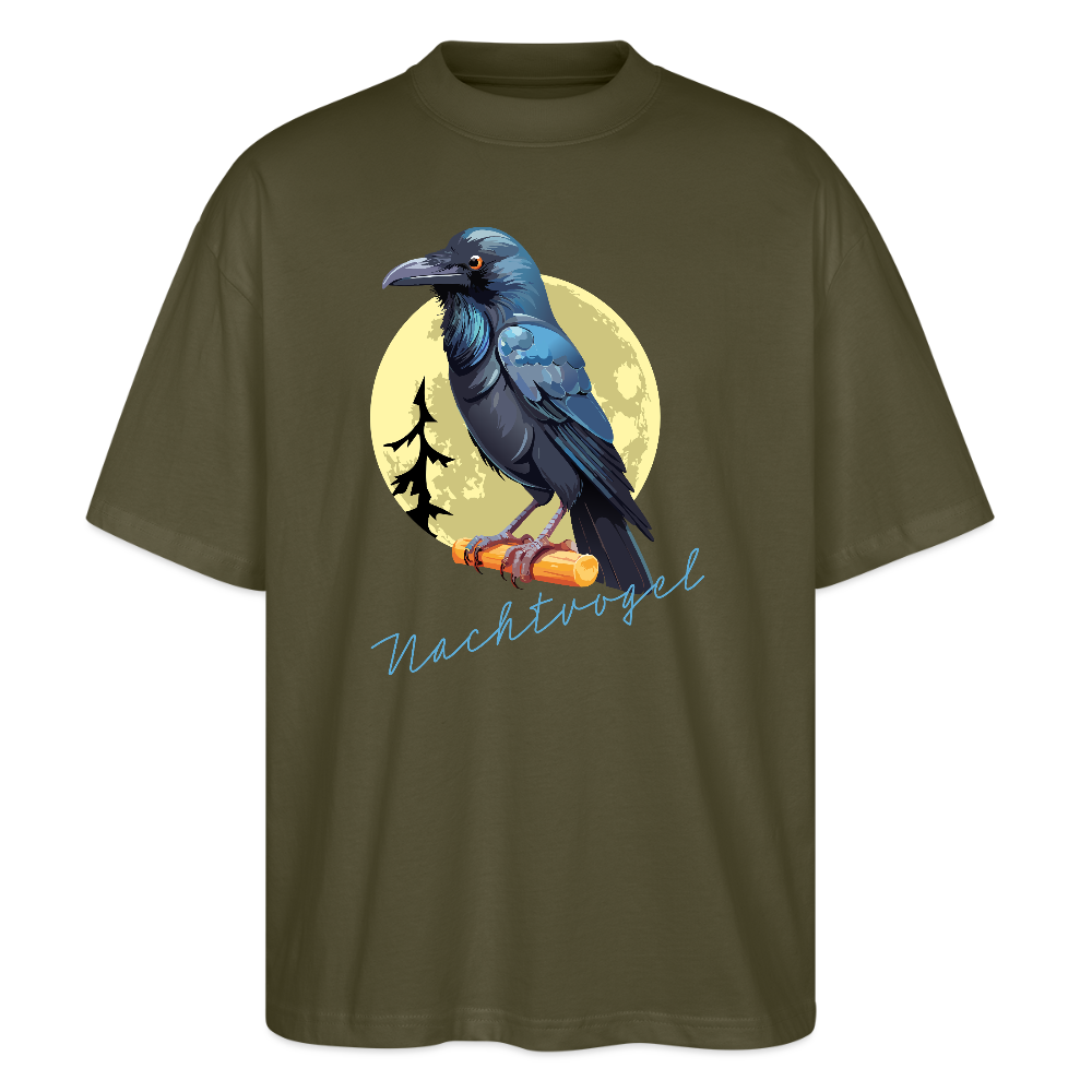 Oversized Unisex T-Shirt mit NACHTVOGL PRINT - Khaki