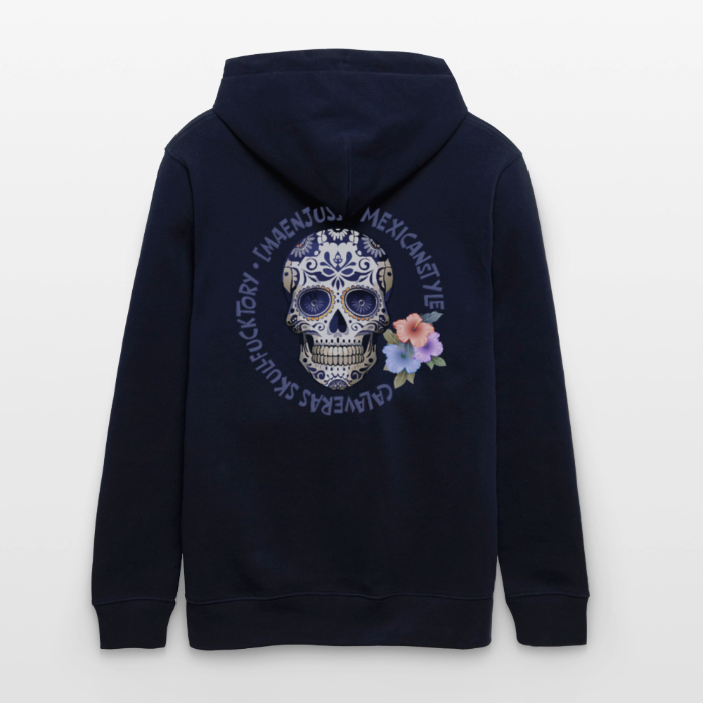Unisex Hoodie mit MAENJUS MEXICANSTYLE PRINT Vorder- und Rückseite - Navy