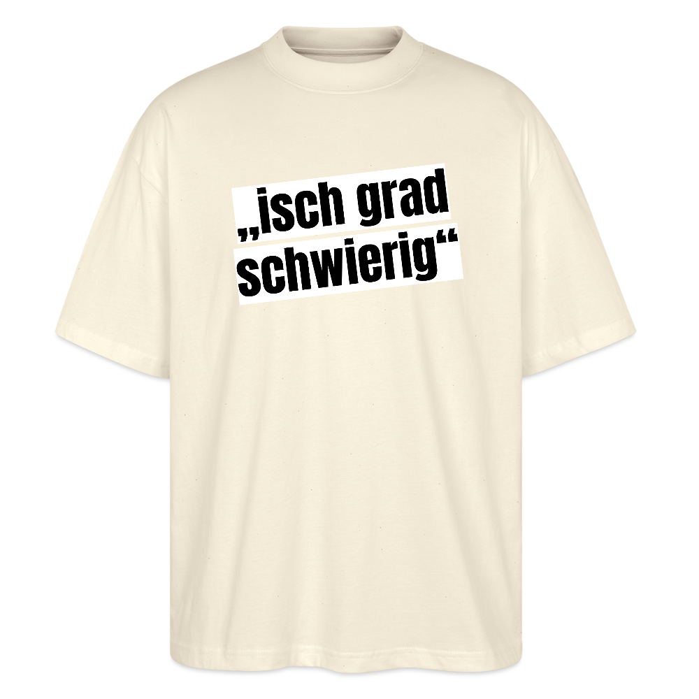 Oversized Unisex T-Shirt mit ISCH GRAD SCHWIERIG PRINT - Weißgrau