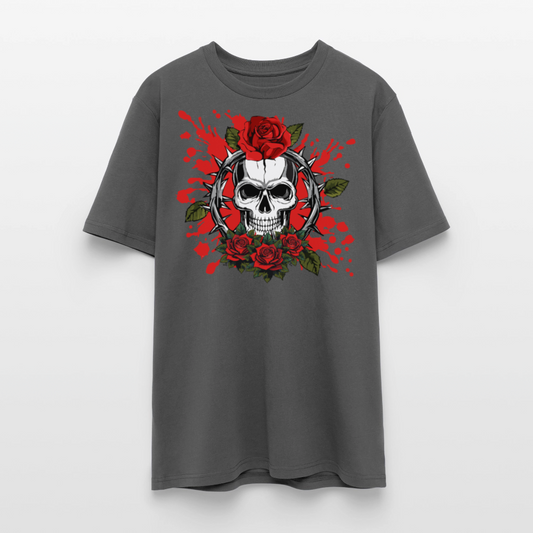 Unisex Bio-T-Shirt mit ROSEN SKULL PRINT Vorderseite - Anthrazit