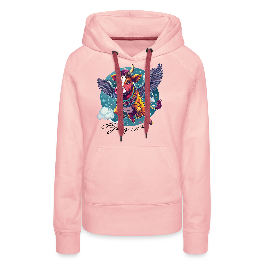 Frauen Premium Hoodie mit FLYING COW PRINT - Kristallrosa