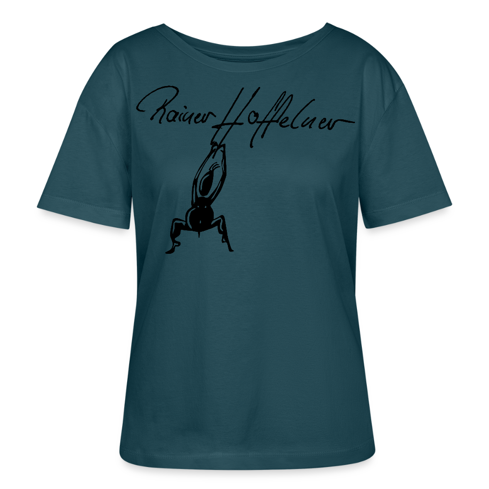 Frauen T-Shirt mit TUSCHEMÄNNCHEN PRINT - Dunkles Petrol