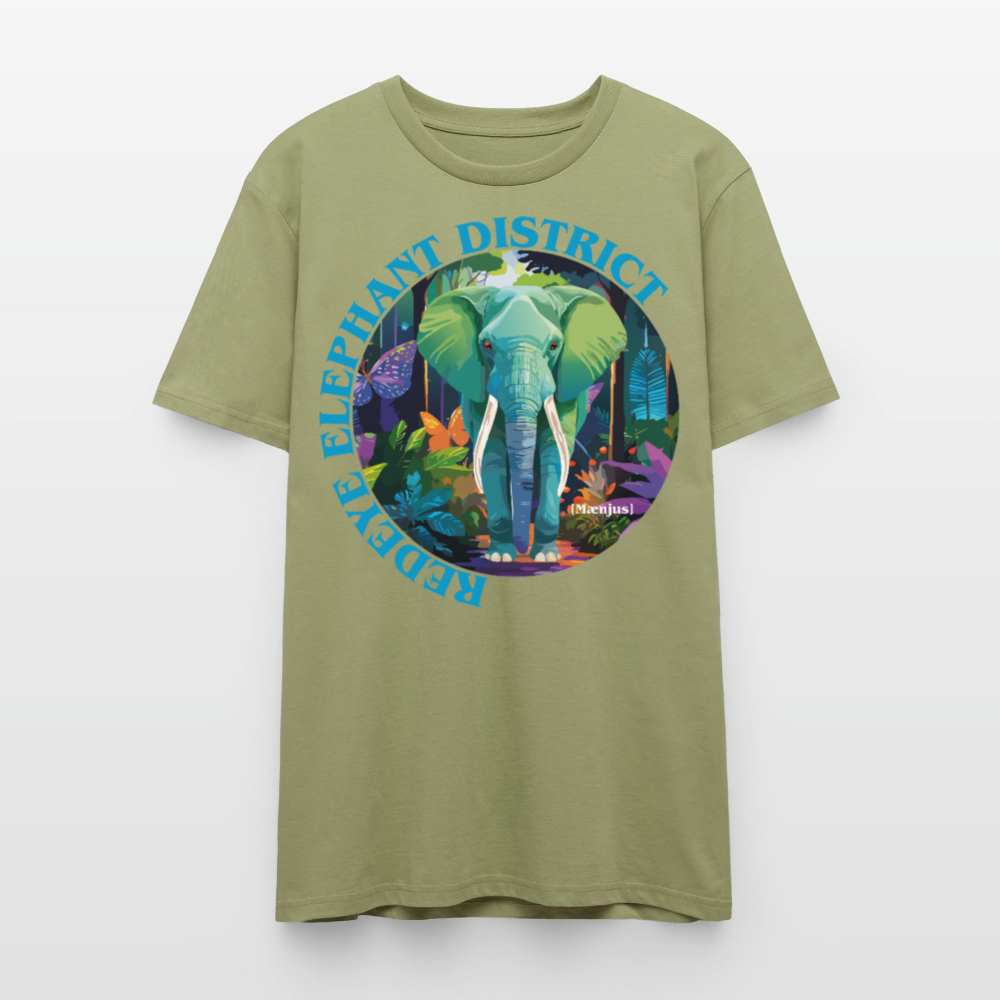 Unisex T-Shirt mit REDEYE ELEPHANT DISTRICT PRINT Vorderseite - Nebelgrün