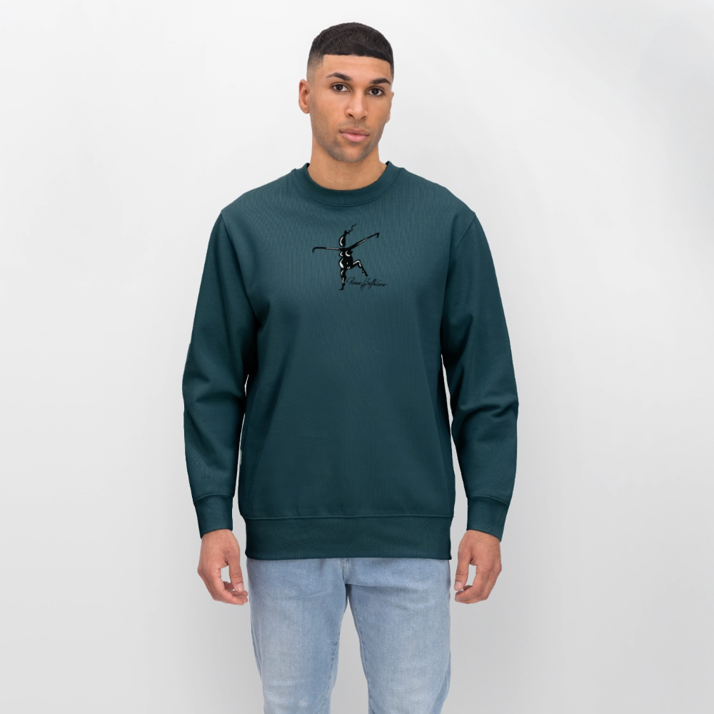 Unisex Bio-Sweatshirt mit TUSCHEWEIBCHEN PRINT - Dunkles Petrol