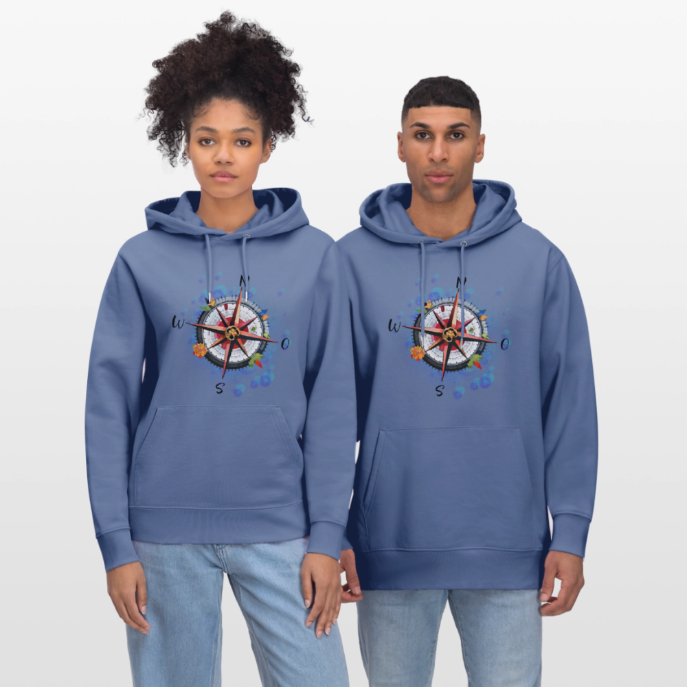 Unisex Hoodie mit WINDROSE PRINT - Blau