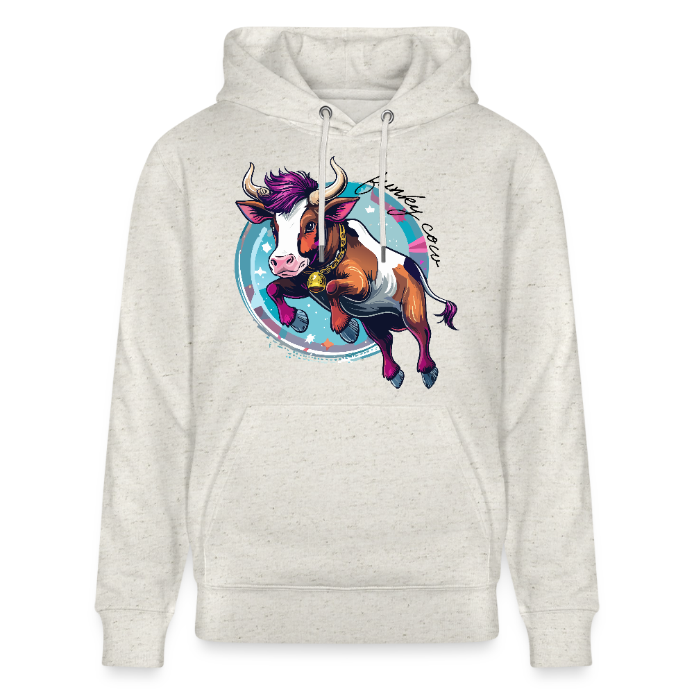 Unisex Hoodie mit FUNKY COW PRINT - Beige meliert