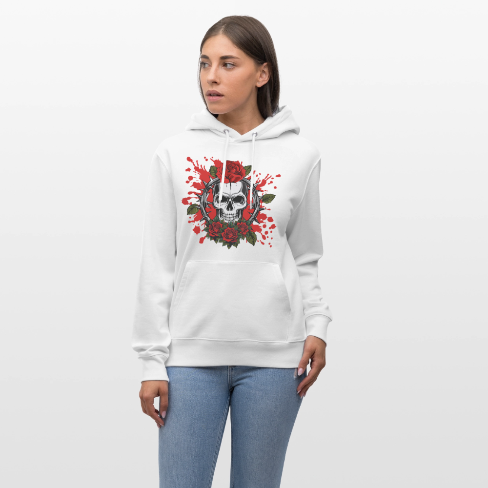 Unisex Hoodie mit ROSENSKULL PRINT - Weiß